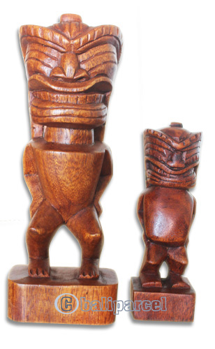 Wooden Tiki Statue, Hand Carved From Suar Wood