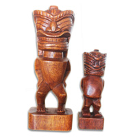 Wooden Tiki Statue, Hand Carved From Suar Wood