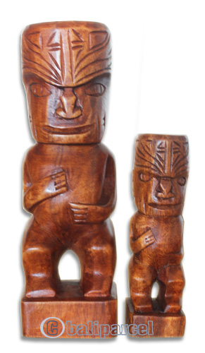 Wooden Tiki Statue, Hand Carved From Suar Wood