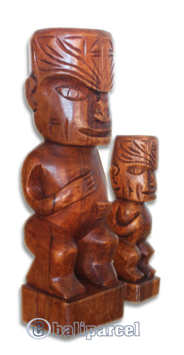 Wooden Tiki Statue, Hand Carved From Suar Wood