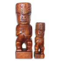 Wooden Tiki Statue, Hand Carved From Suar Wood
