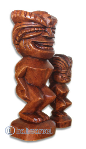 Wooden Tiki Statue, Hand Carved From Suar Wood
