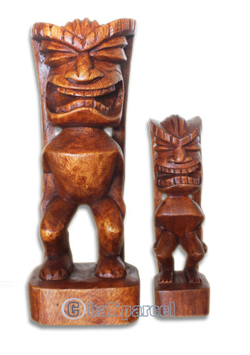 Wooden Tiki Statue, Hand Carved From Suar Wood