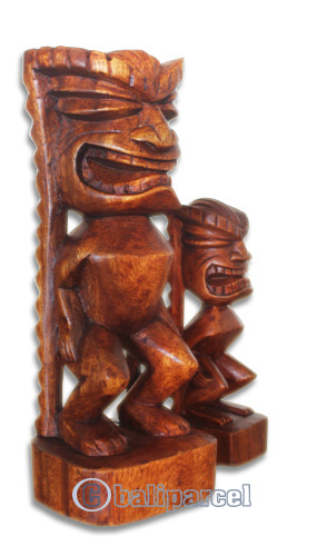 Wooden Tiki Statue, Hand Carved From Suar Wood