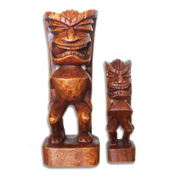 Wooden Tiki Statue, Hand Carved From Suar Wood
