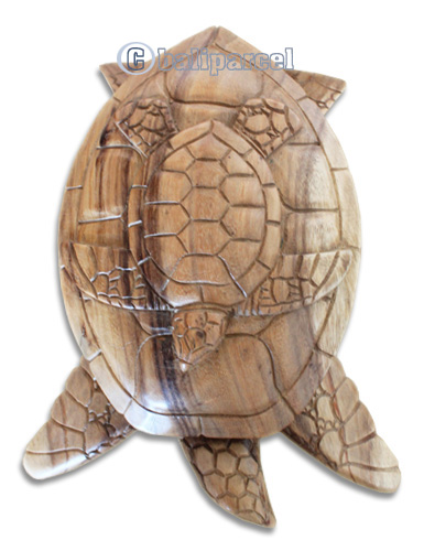 Wooden Turtles Carving, Hand Carved From Suar Wood