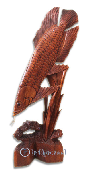Wooden Arowana Fish, Hand Carved From Suar Wood