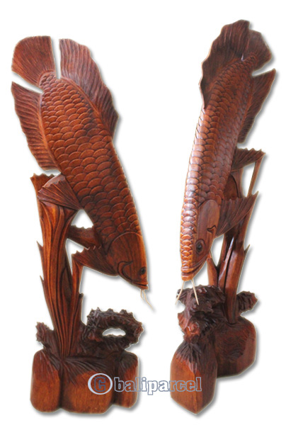 Wooden Arowana Fish, Hand Carved From Suar Wood