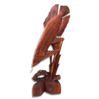 Wooden Arowana Fish, Hand Carved From Suar Wood