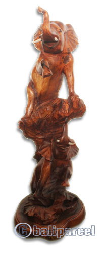 Wooden Elephant, Hand Carved From Waru Wood