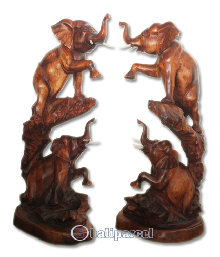 Wooden Elephant, Hand Carved From Waru Wood