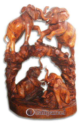 Wooden Elephant, Hand Carved From Suar Wood