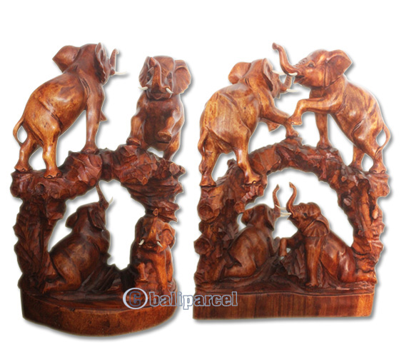 Wooden Elephant, Hand Carved From Suar Wood