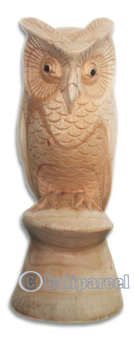 Wooden Owl, Hand Carved From Hibiscus Wood