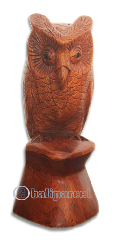 Wooden Owl, Hand Carved From Hibiscus Wood