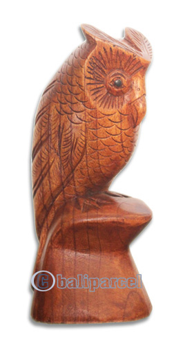 Wooden Owl, Hand Carved From Hibiscus Wood