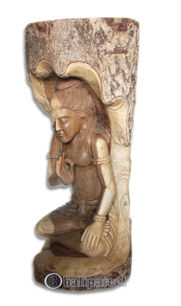 Wooden Buddha Statue, Hand Carved From Crocodile Wood Natural Polished