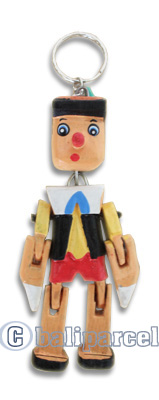 Pinokio Keyrings, Made From Wood With Handpainted
