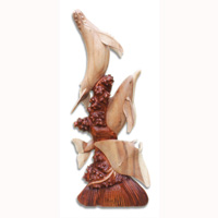 Wooden Dholpins, Whale And Manta Ray Hand Carved From Suar Wood