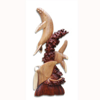 Wooden Whale, Turtle And Manta Ray Hand Carved From Suar Wood