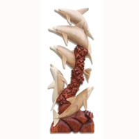Wooden 5 Dholpins, Hand Carved From Suar Wood