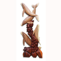 Wooden 4 Whale, Hand Carved From Suar Wood