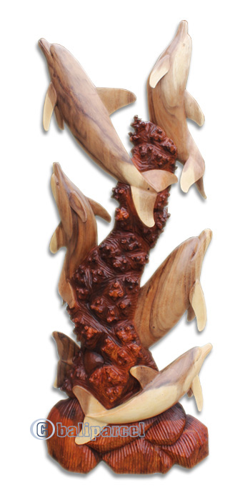 Wooden 5 Dholpins, Hand Carved From Suar Wood