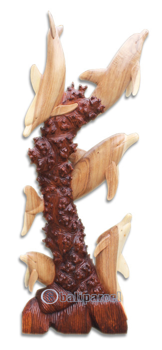 Wooden 5 Dholpins, Hand Carved From Suar Wood