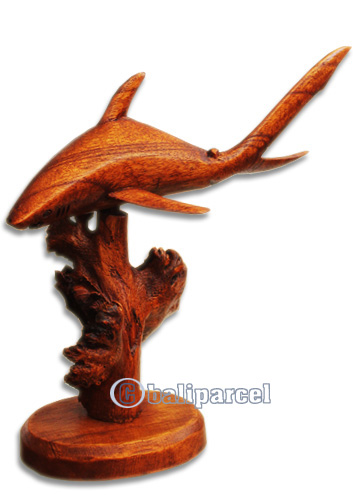 Wooden Tiger Shark With Parasite Wood