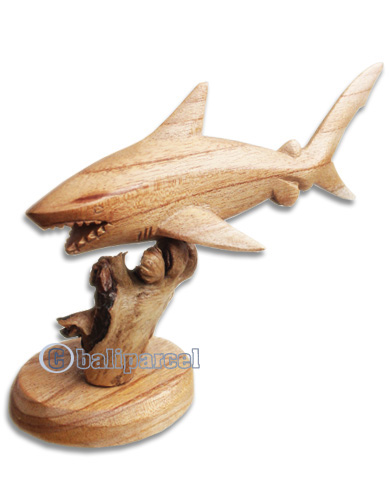 Wooden Tiger Shark With Parasite Wood