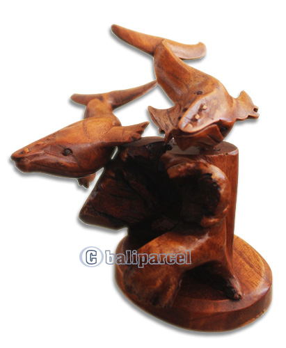 Wooden 2 Whale With Parasite Wood
