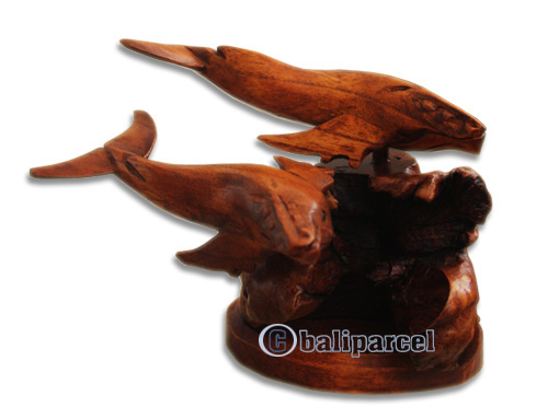 Wooden 2 Whale With Parasite Wood