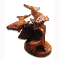 Wooden 2 Whale With Parasite Wood