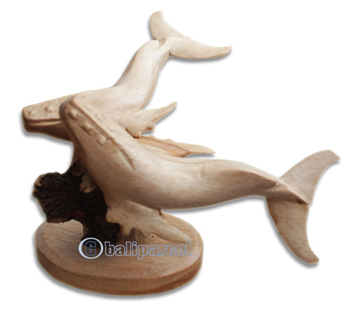 Wooden 2 Whale With Parasite Wood