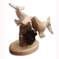 Wooden 2 Whale With Parasite Wood