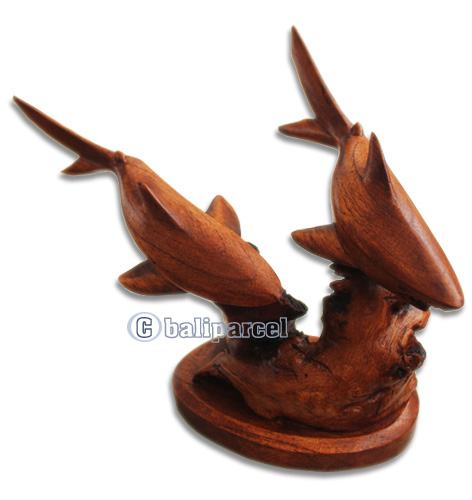 Wooden 2 Tiger Shark With Parasite Wood