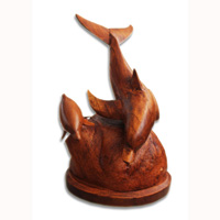 Wooden 2 Dolphins With Parasite Wood