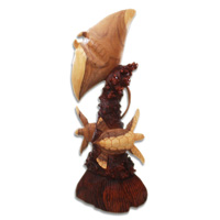 Wooden Manta Ray And 2 Turtle, Hand Made From Suar Wood