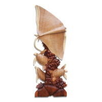Wooden Manta Ray, 2 Turtle And Dolphins, Hand Made From Suar Wood
