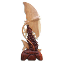 Wooden Manta Ray, 3 Turtle And Dolphins, Hand Made From Suar Wood