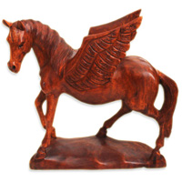 Wooden Horse, Hand Carved From Suar Wood