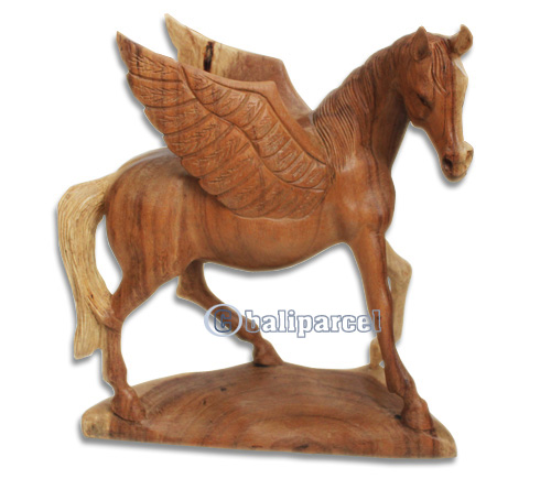 Wooden Horse, Hand Carved From Suar Wood