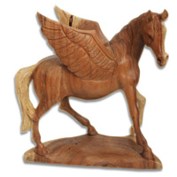 Wooden Horse, Hand Carved From Suar Wood
