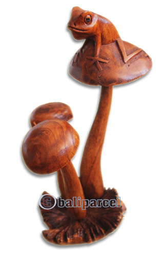Wooden Mushrooms And Frog With Parasite Wood