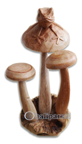 Wooden Mushrooms And Frog With Parasite Wood