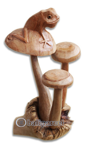 Wooden Mushrooms And Frog With Parasite Wood