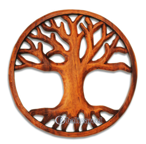 Wooden Wallhanging, Hand Carved From Suar Wood With Brown Polished