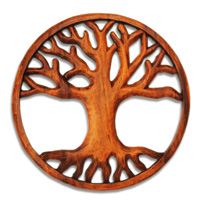 Wooden Wallhanging, Hand Carved From Suar Wood With Brown Polished