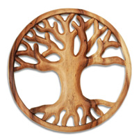 Wooden Wallhanging, Hand Carved From Suar Wood With Natural Polished