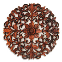 Wooden Wallhanging, Hand Carved From Suar Wood With Brown Polished